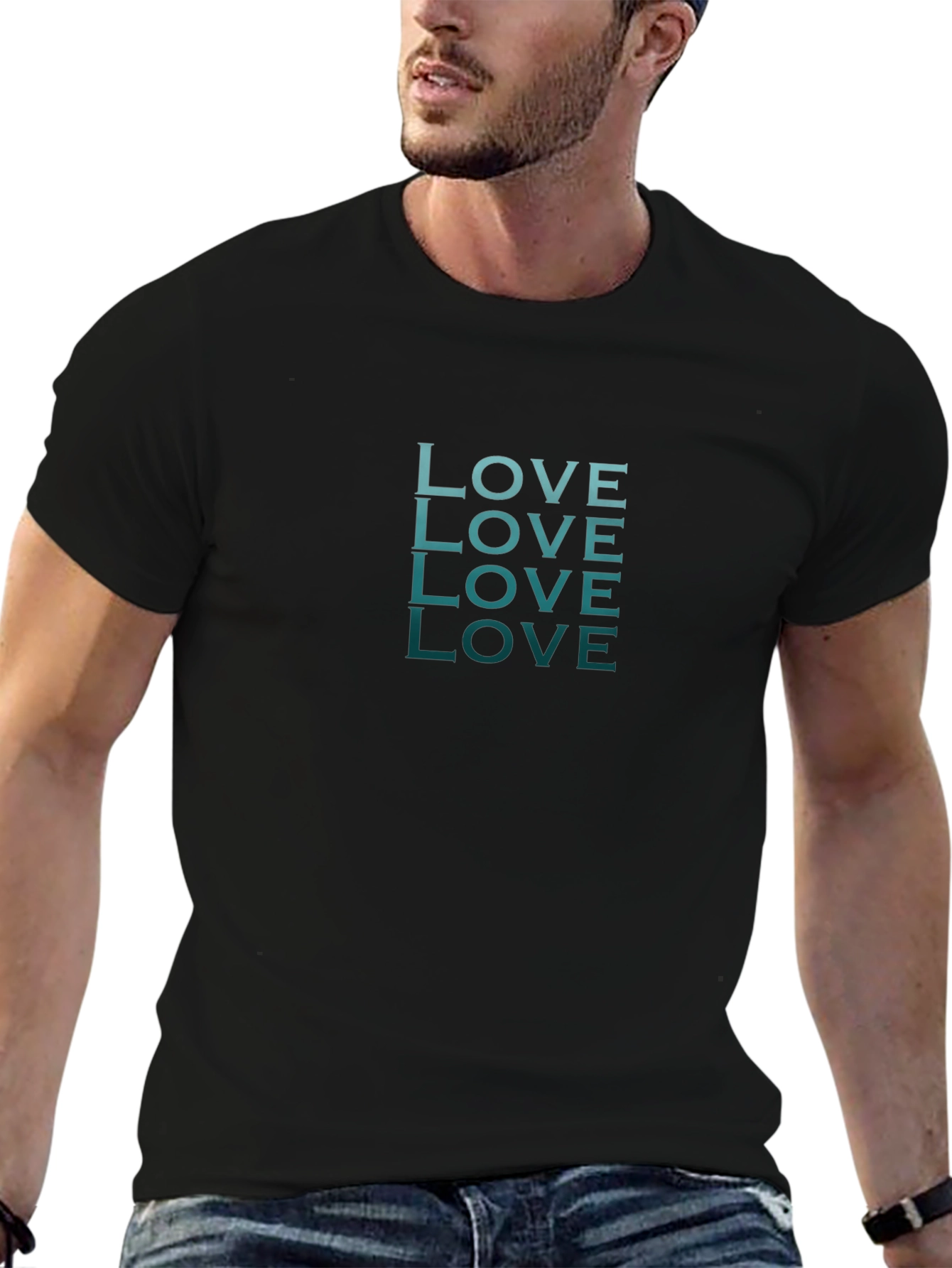 Love Stacked Black Tee