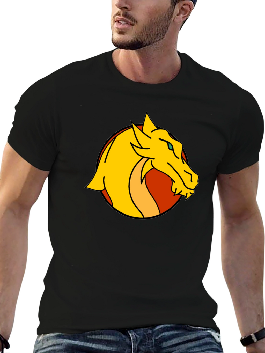 Dragon Graphic Print Black T-Shirt