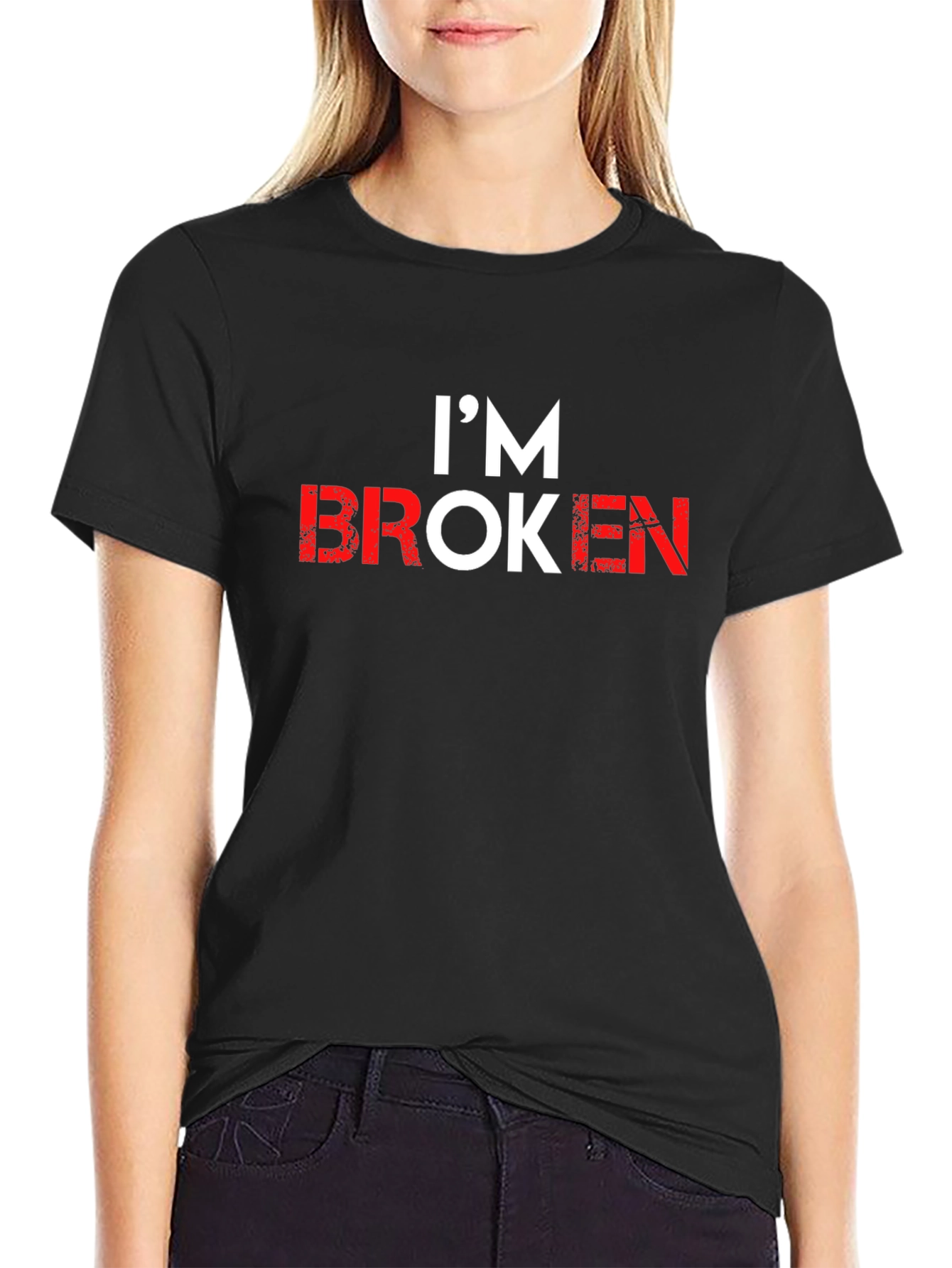 Im Broken Graphic Tee - Black Crew Neck T-Shirt