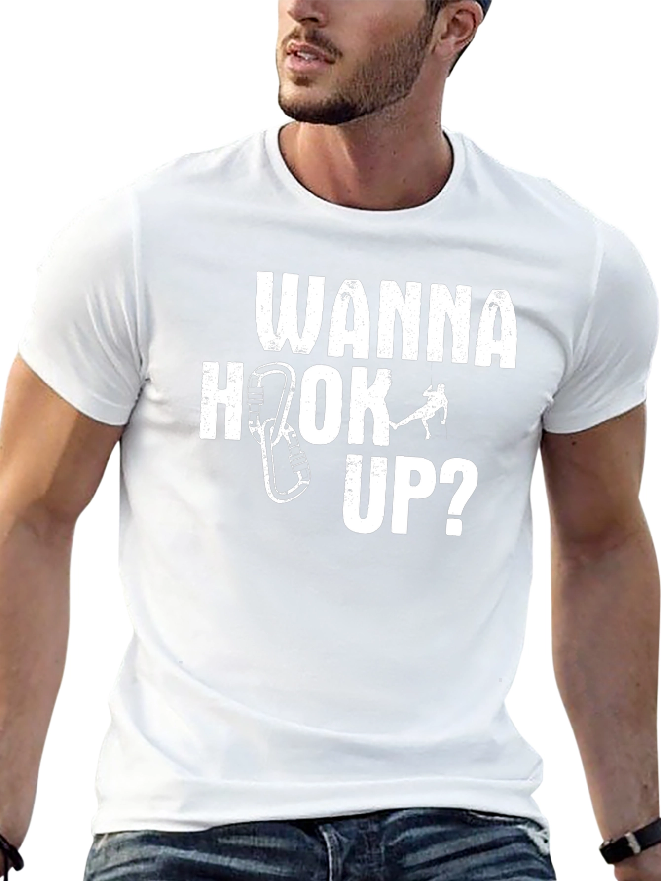 Wanna Hook Up Climbing T-Shirt - Funny Climber Tee
