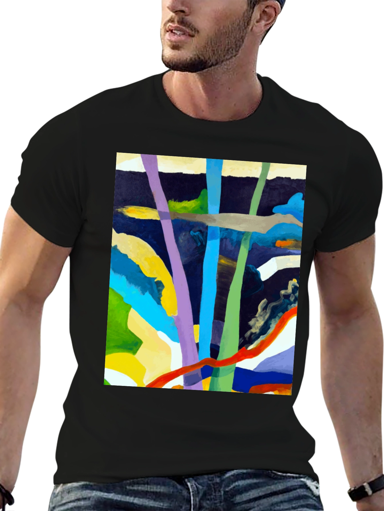 Abstract Art Graphic Tee - Bold Colors Modern Design