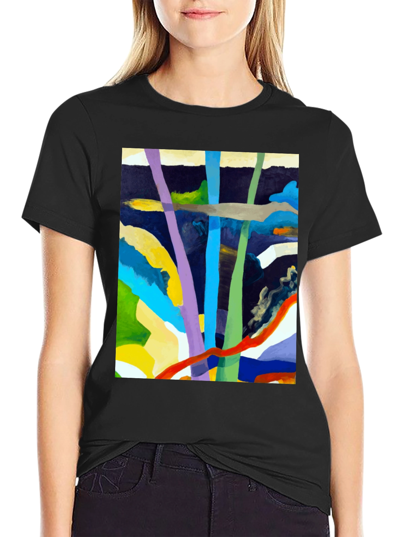 Abstract Art Graphic Tee - Bold Colors Modern Design