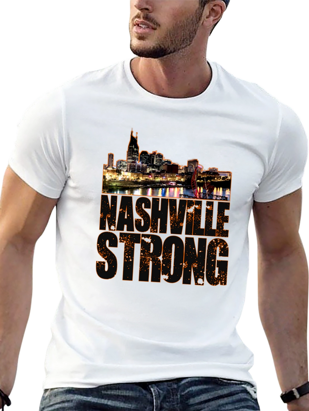 Nashville Strong Graphic Tee - Cityscape Black T-Shirt