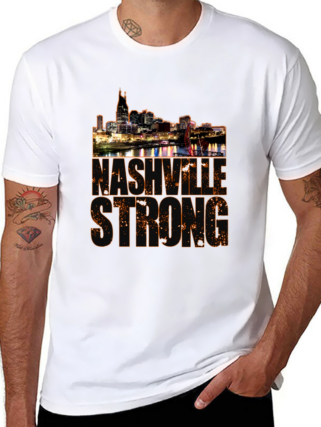 Nashville Strong Graphic Tee - Cityscape Black T-Shirt