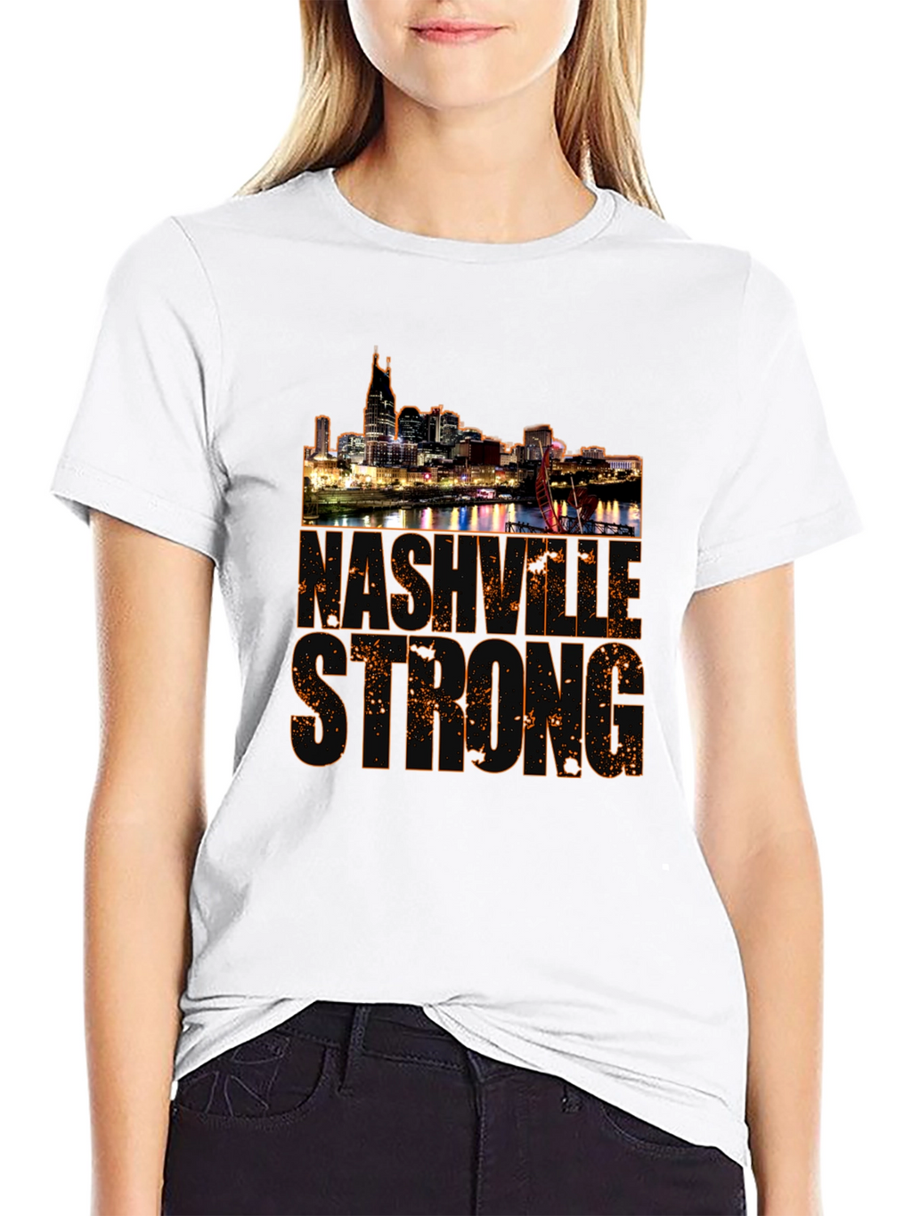 Nashville Strong Graphic Tee - Cityscape Black T-Shirt