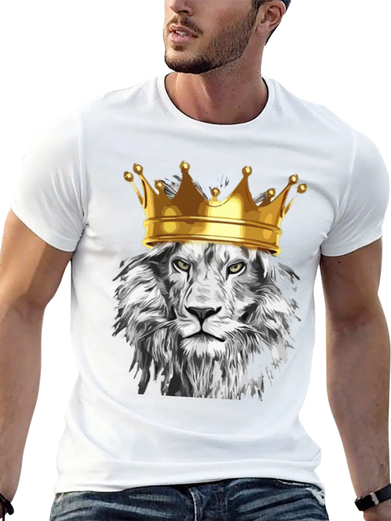 King Lion Graphic T-Shirt - Regal Animal Design