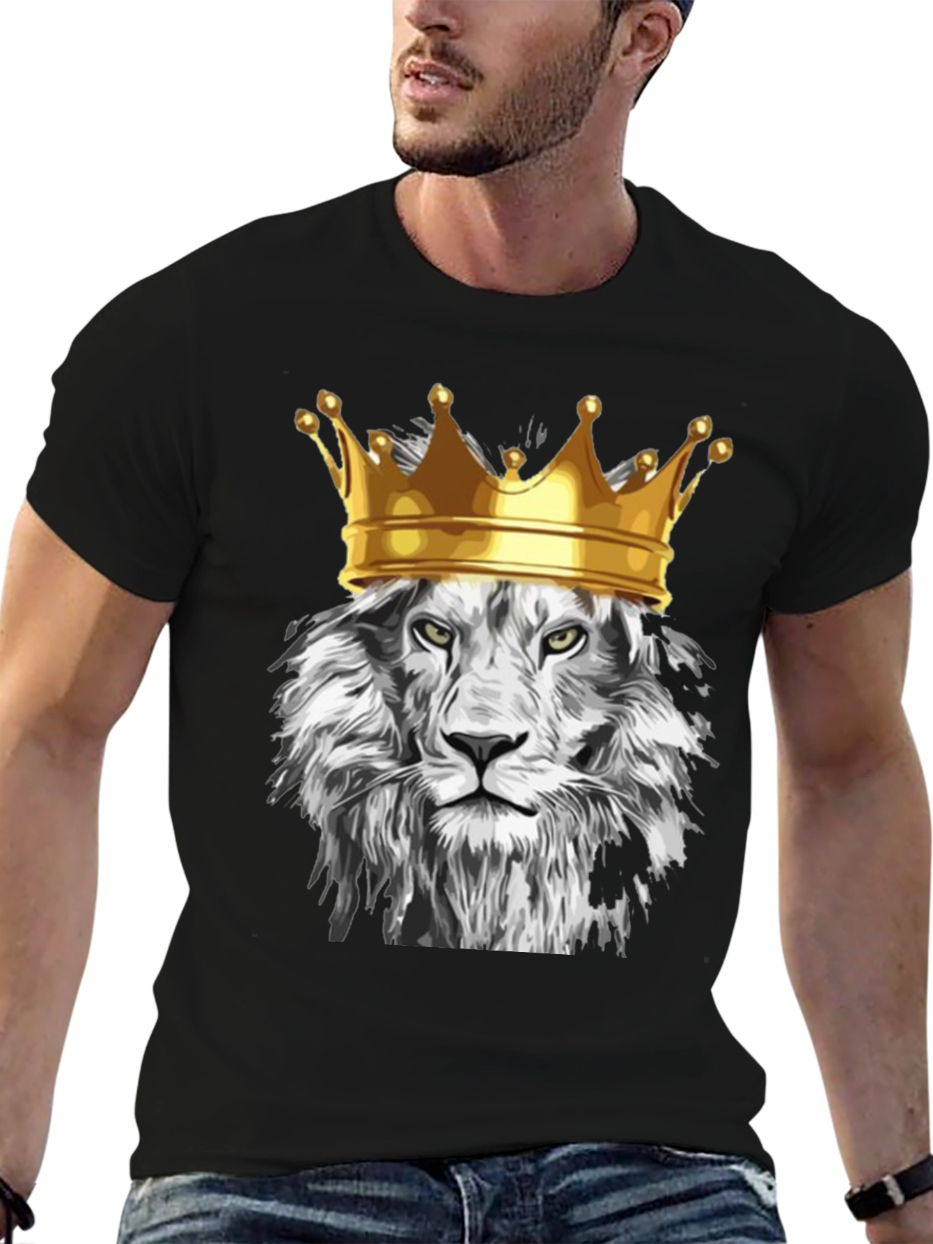 King Lion Graphic T-Shirt - Regal Animal Design