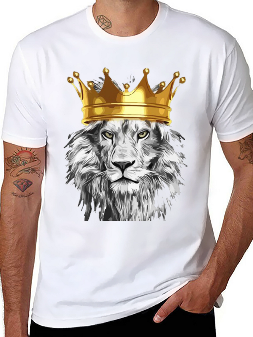 King Lion Graphic T-Shirt - Regal Animal Design