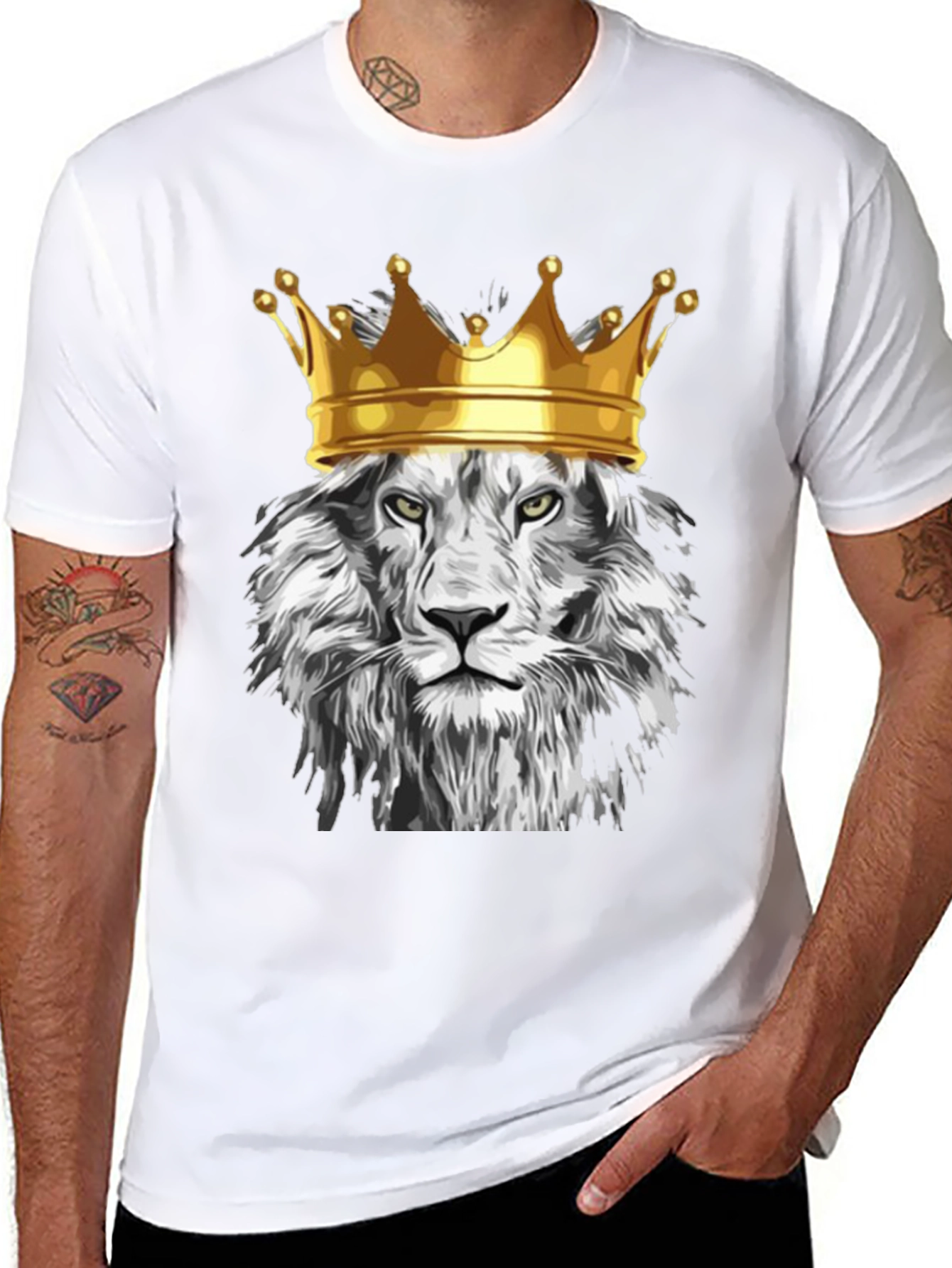 King Lion Graphic T-Shirt - Regal Animal Design