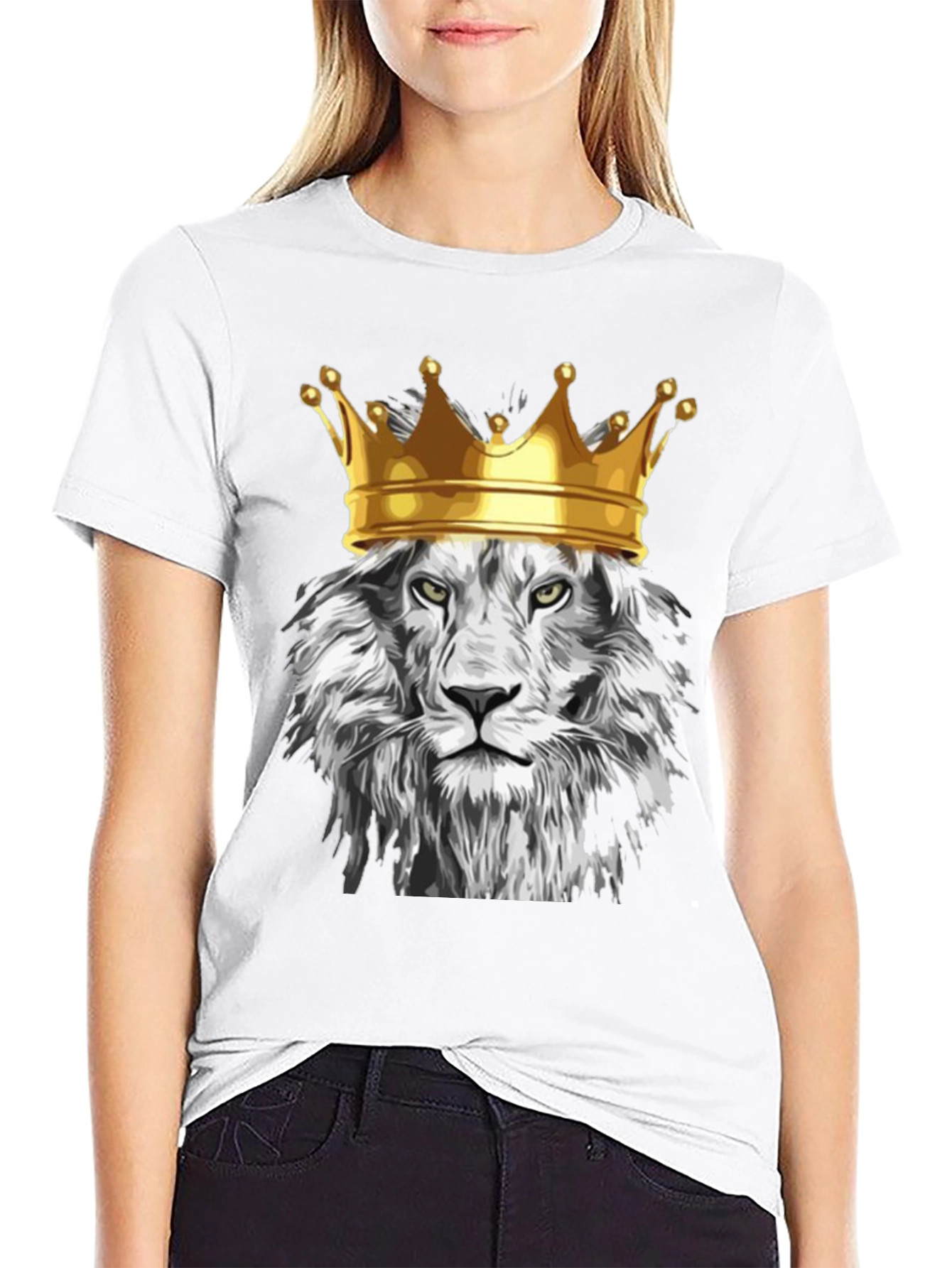 King Lion Graphic T-Shirt - Regal Animal Design