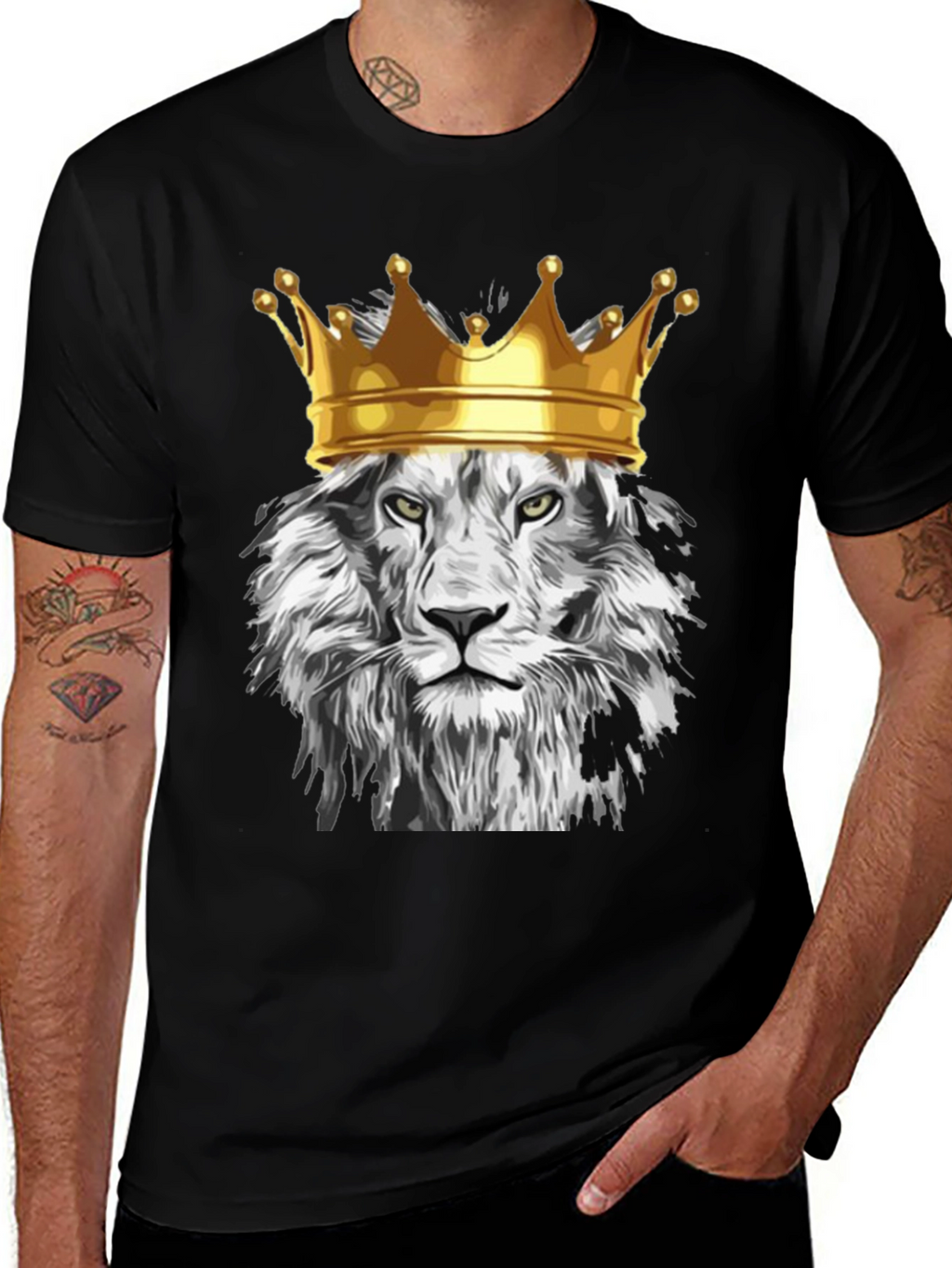 King Lion Graphic T-Shirt - Regal Animal Design