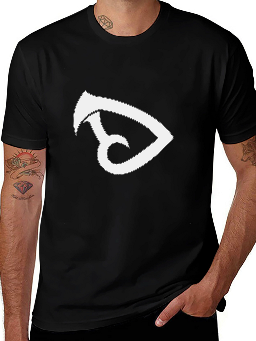 Black T-Shirt with White Abstract Design