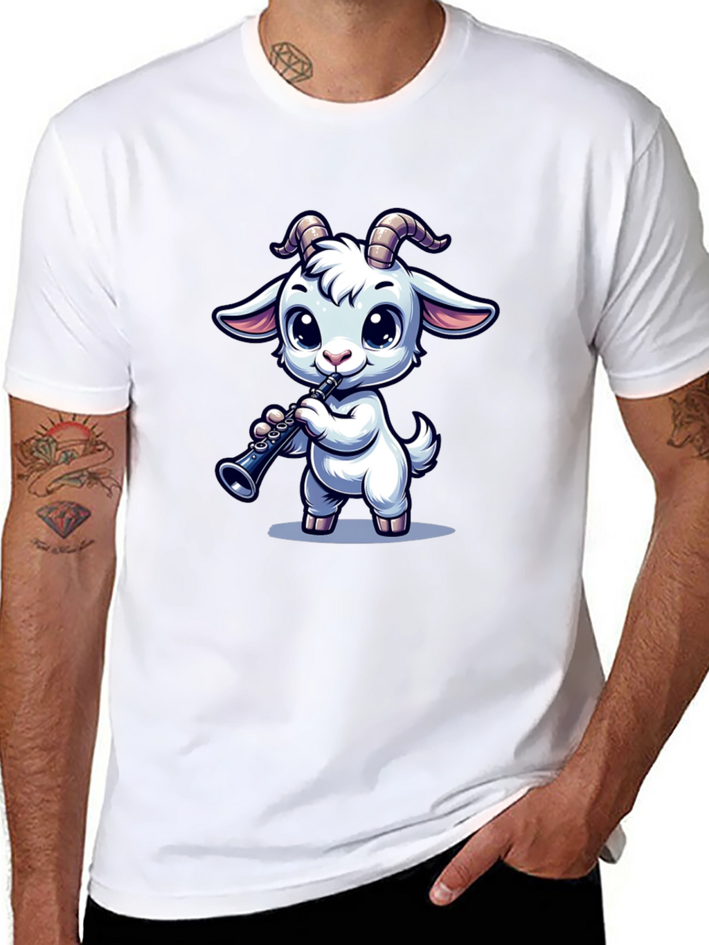 Goat Clarinet Cartoon T-Shirt