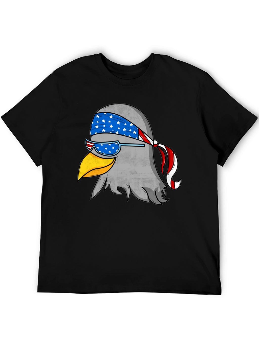 Patriotic Eagle Graphic Tee - Black Cotton T-Shirt