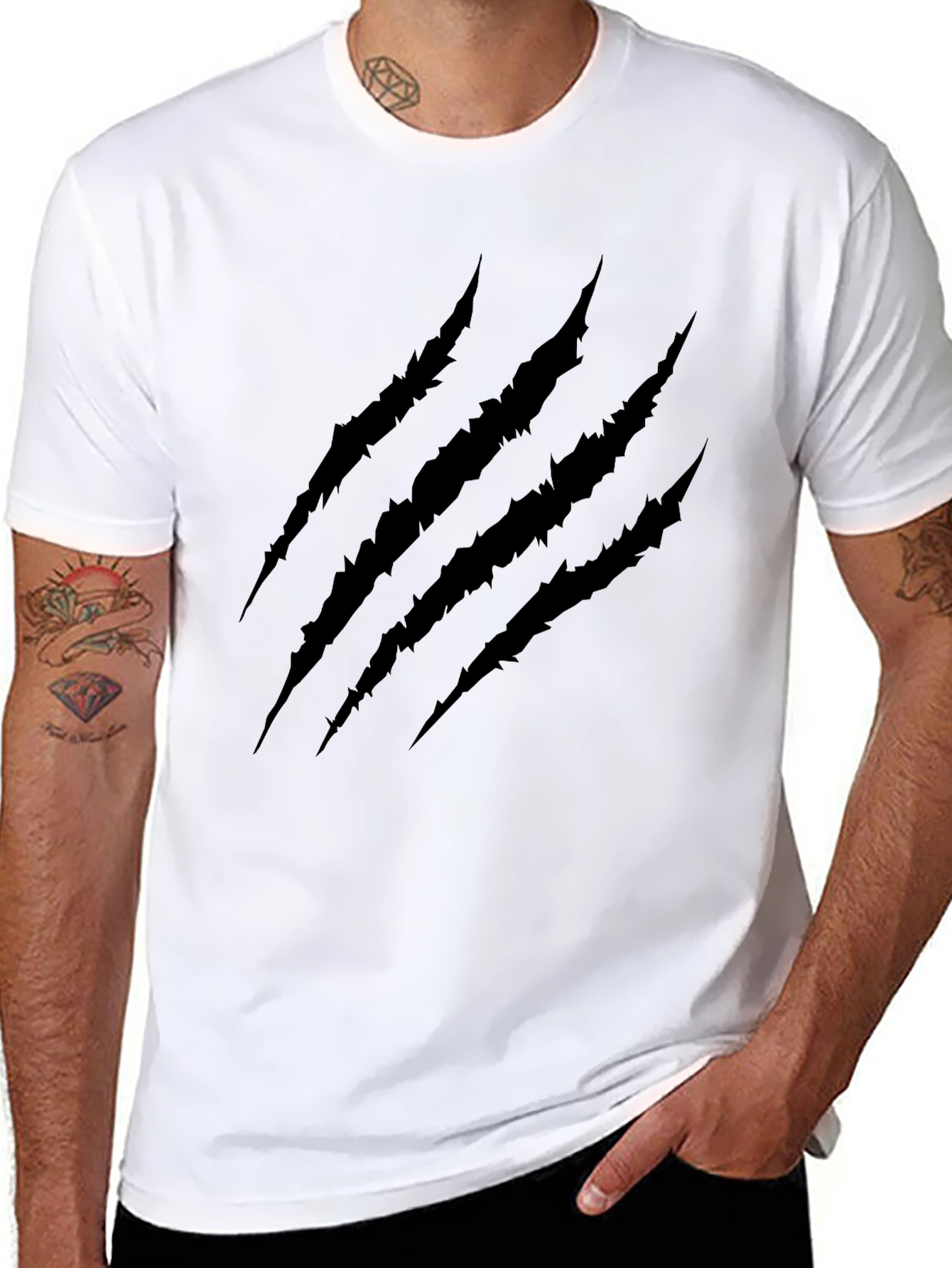 Claw Scratch Graphic Tee - Black Cotton Blend T-Shirt