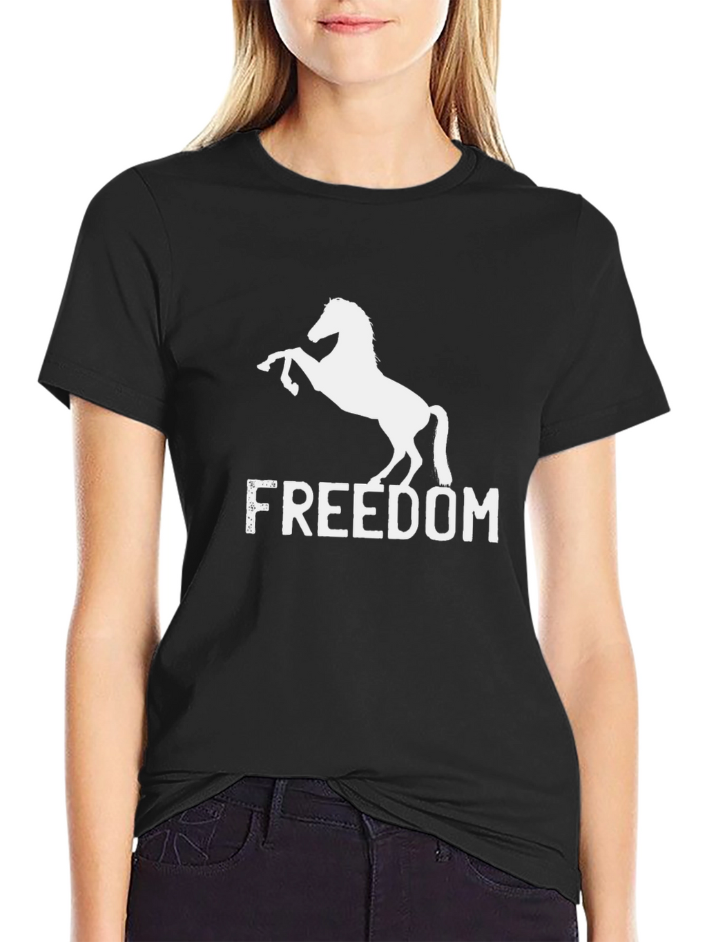 Freedom Horse Graphic T-Shirt - Black Cotton Tee