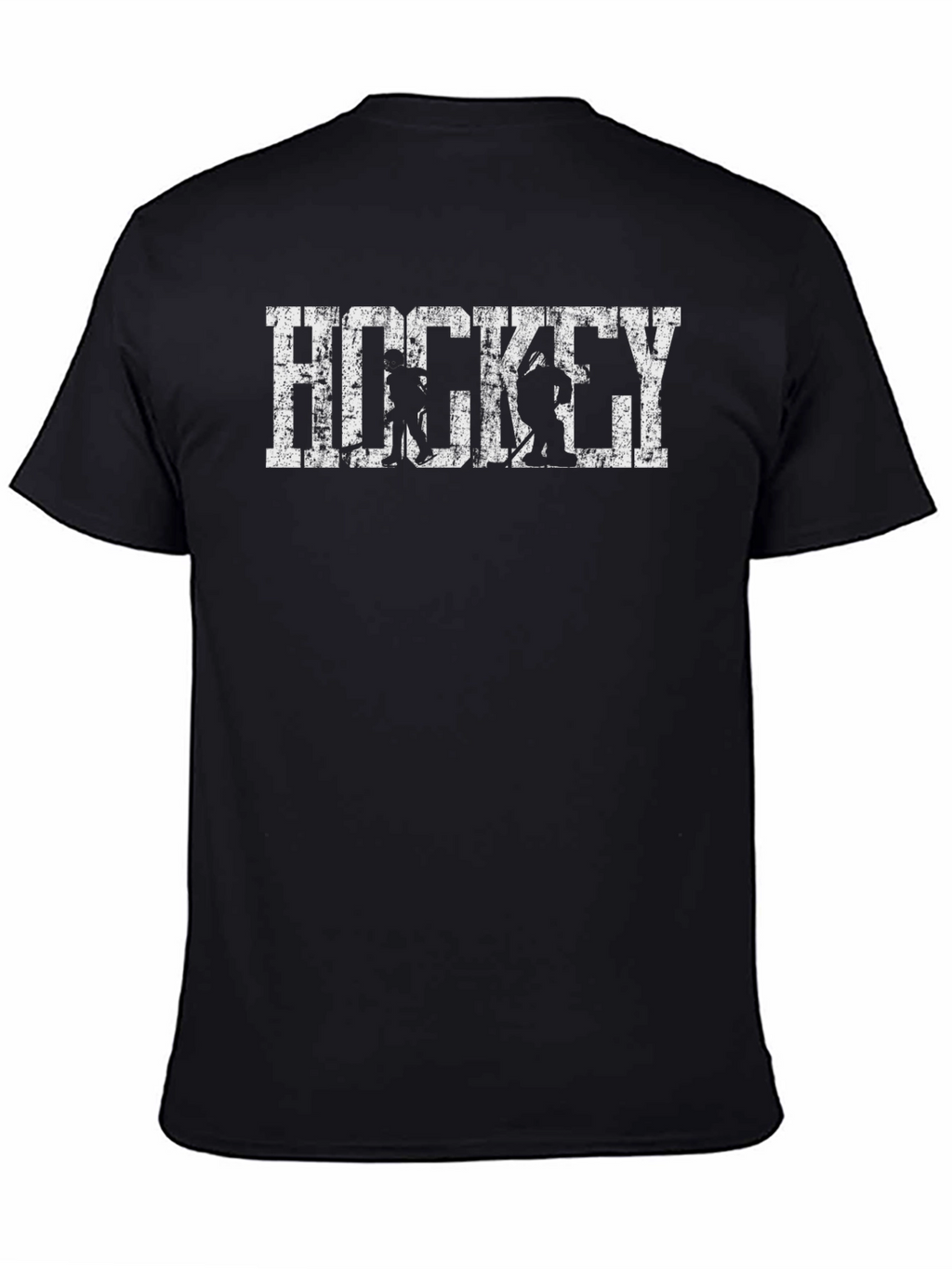 Distressed Hockey Graphic T-Shirt - Black