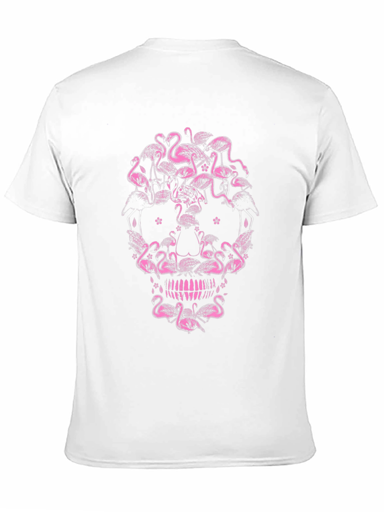 Flamingo Skull Graphic Tee - Black Cotton T-Shirt