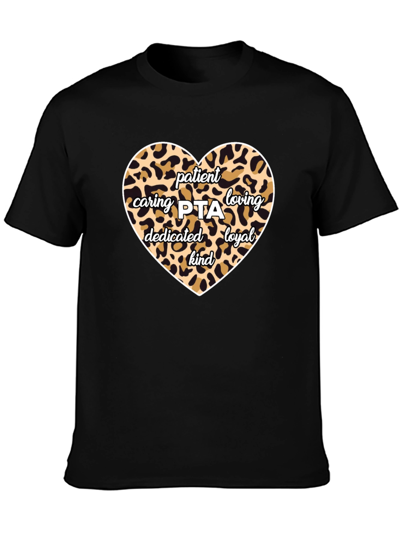 Patient Caring PTA Leopard Print Heart T-Shirt