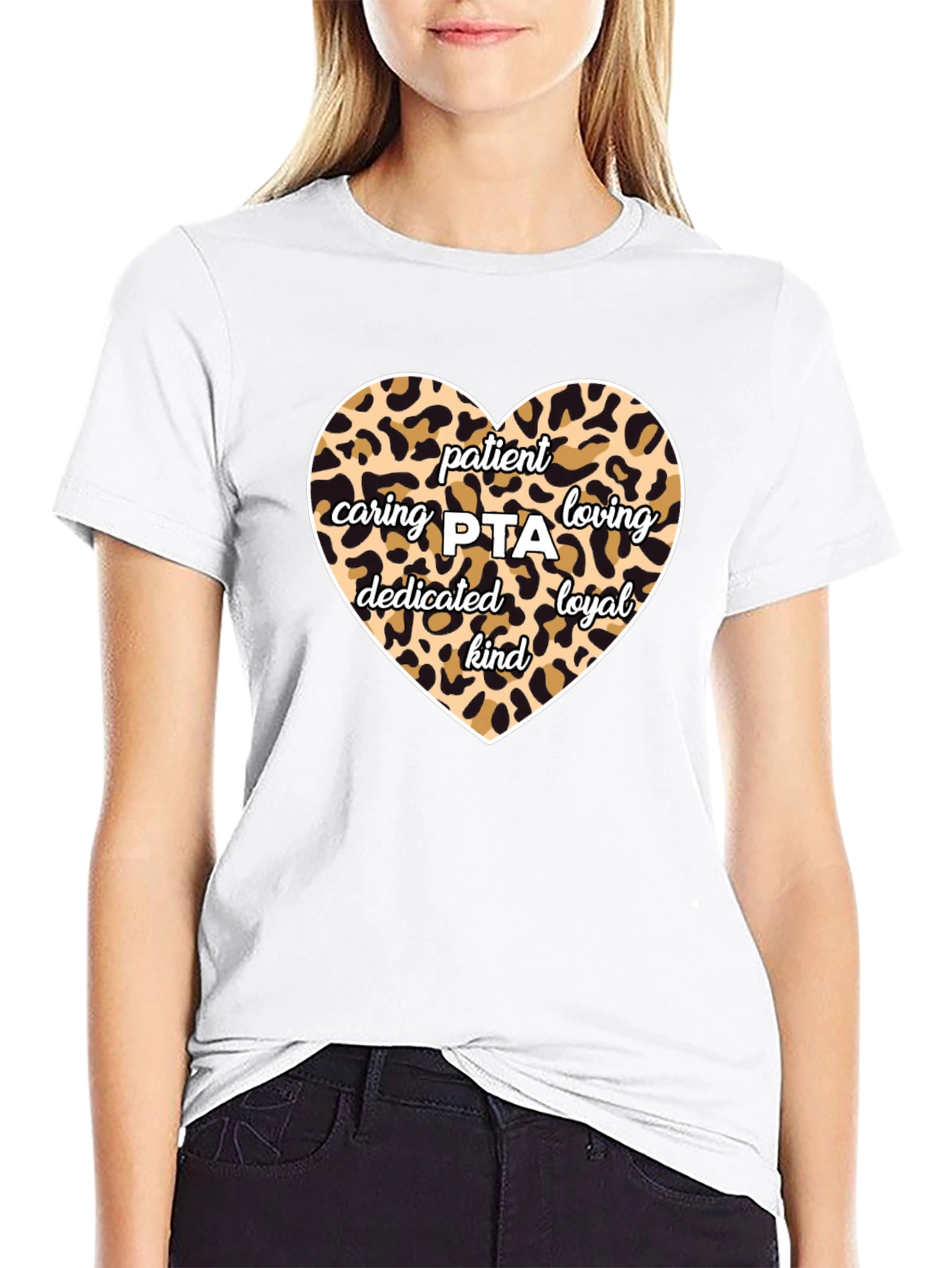 Patient Caring PTA Leopard Print Heart T-Shirt