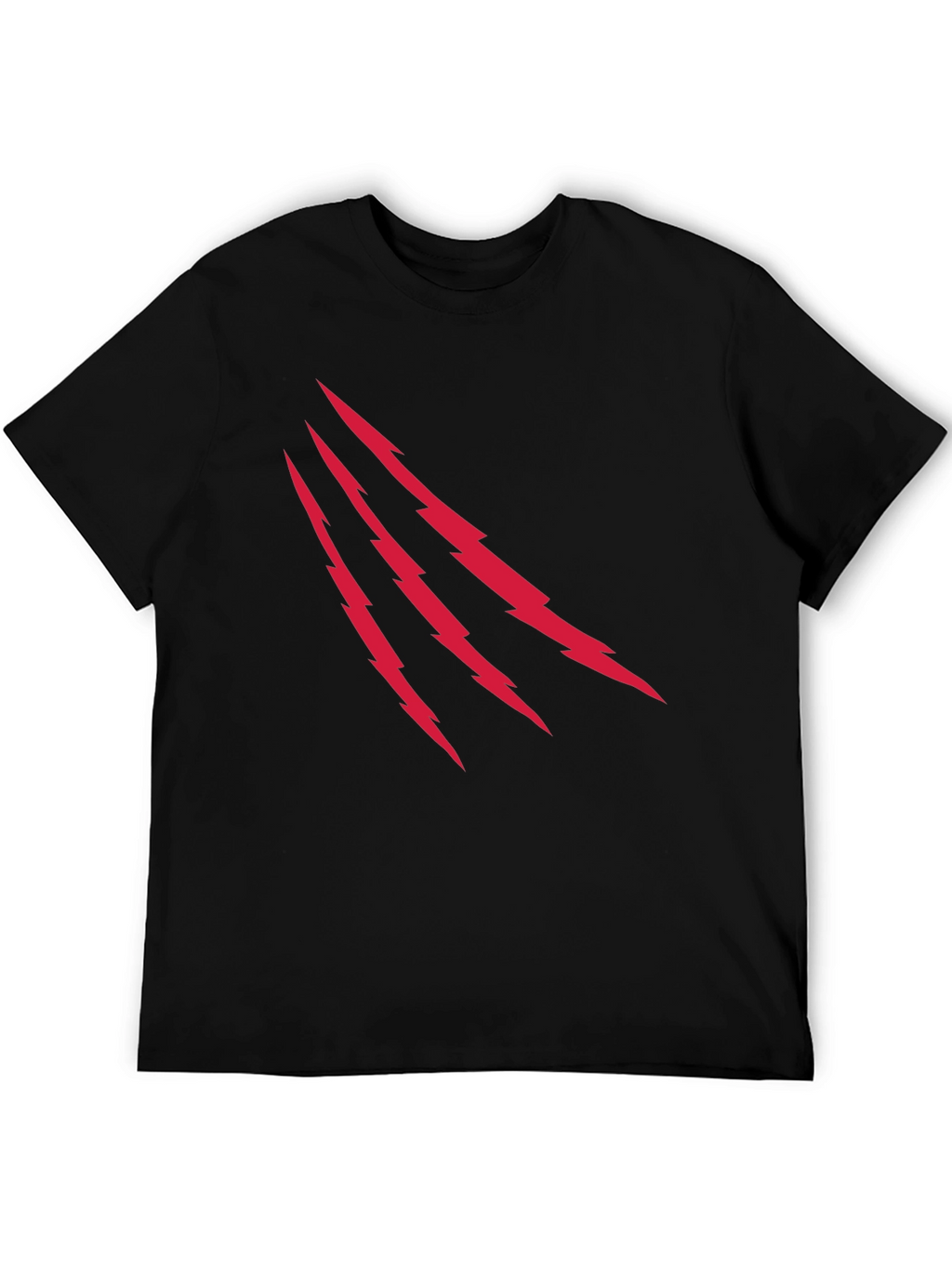 Mens Black T-Shirt with Red Lightning Claw Design