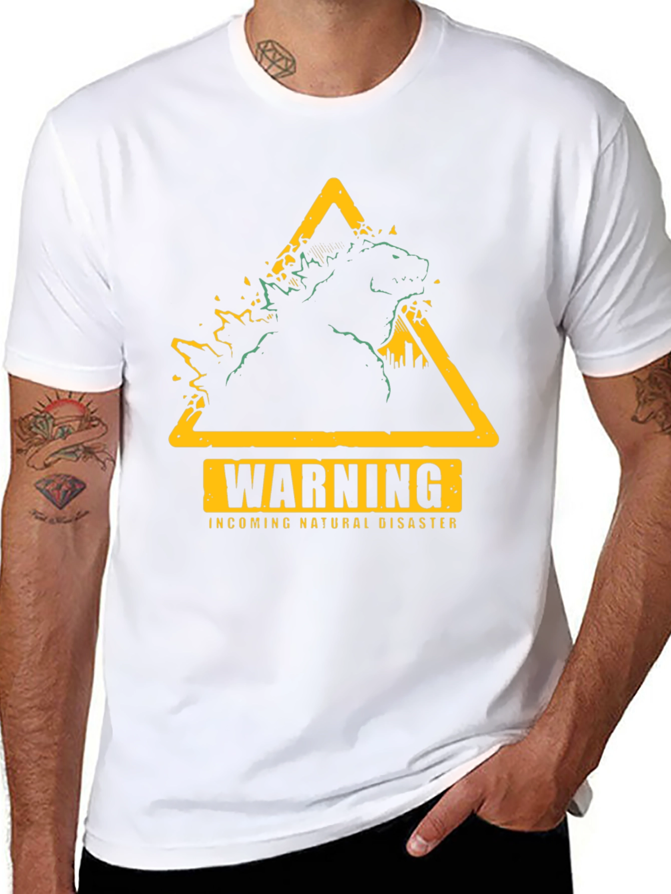 Warning Godzilla Natural Disaster Graphic T-Shirt