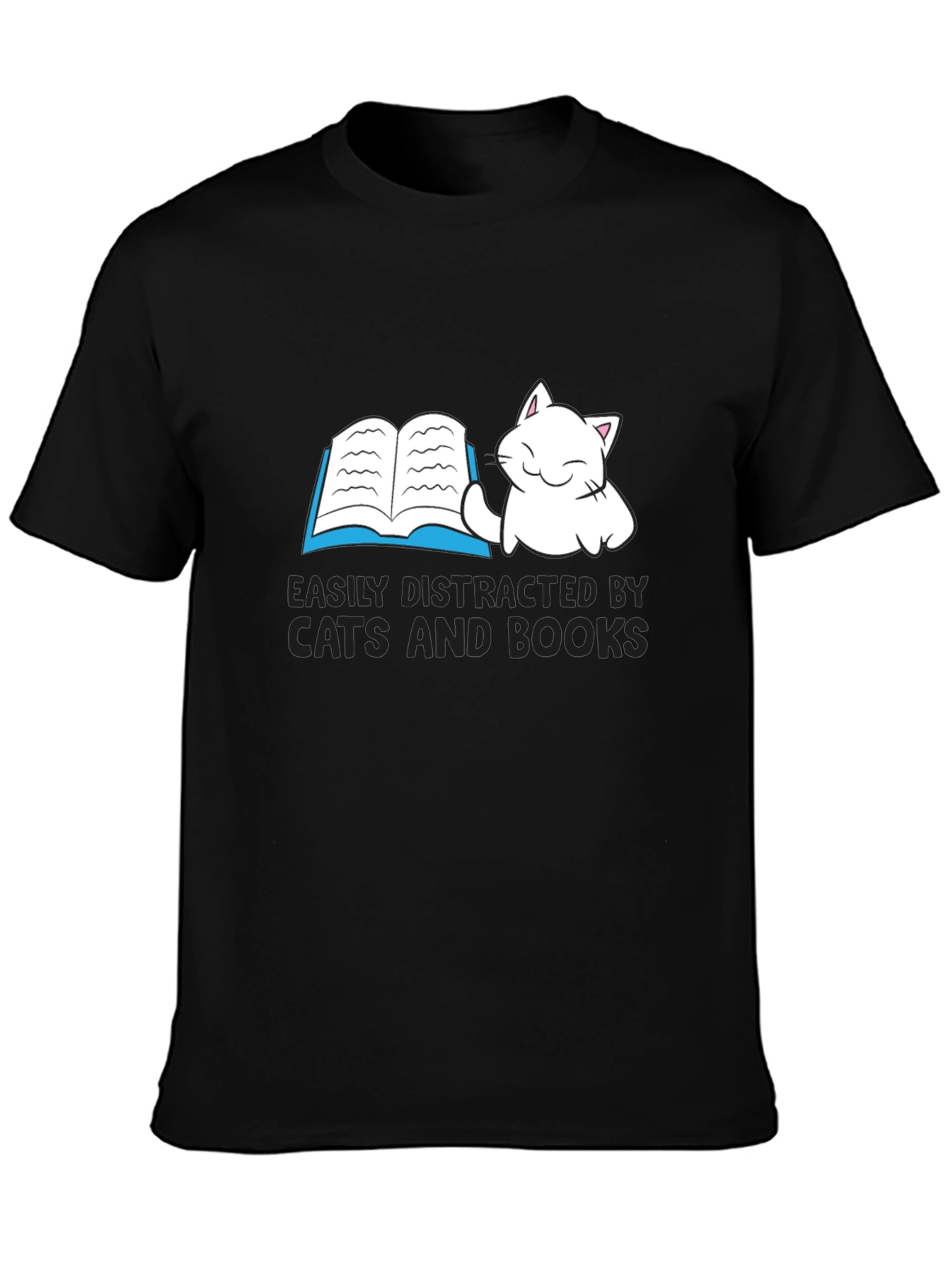 Easily Distracted By Cats and Books T-Shirt