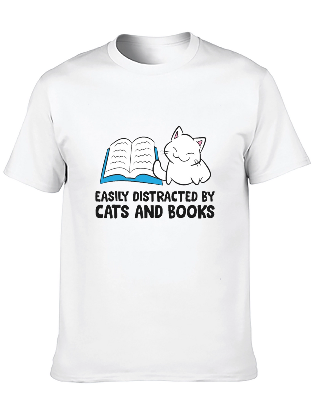 Easily Distracted By Cats and Books T-Shirt