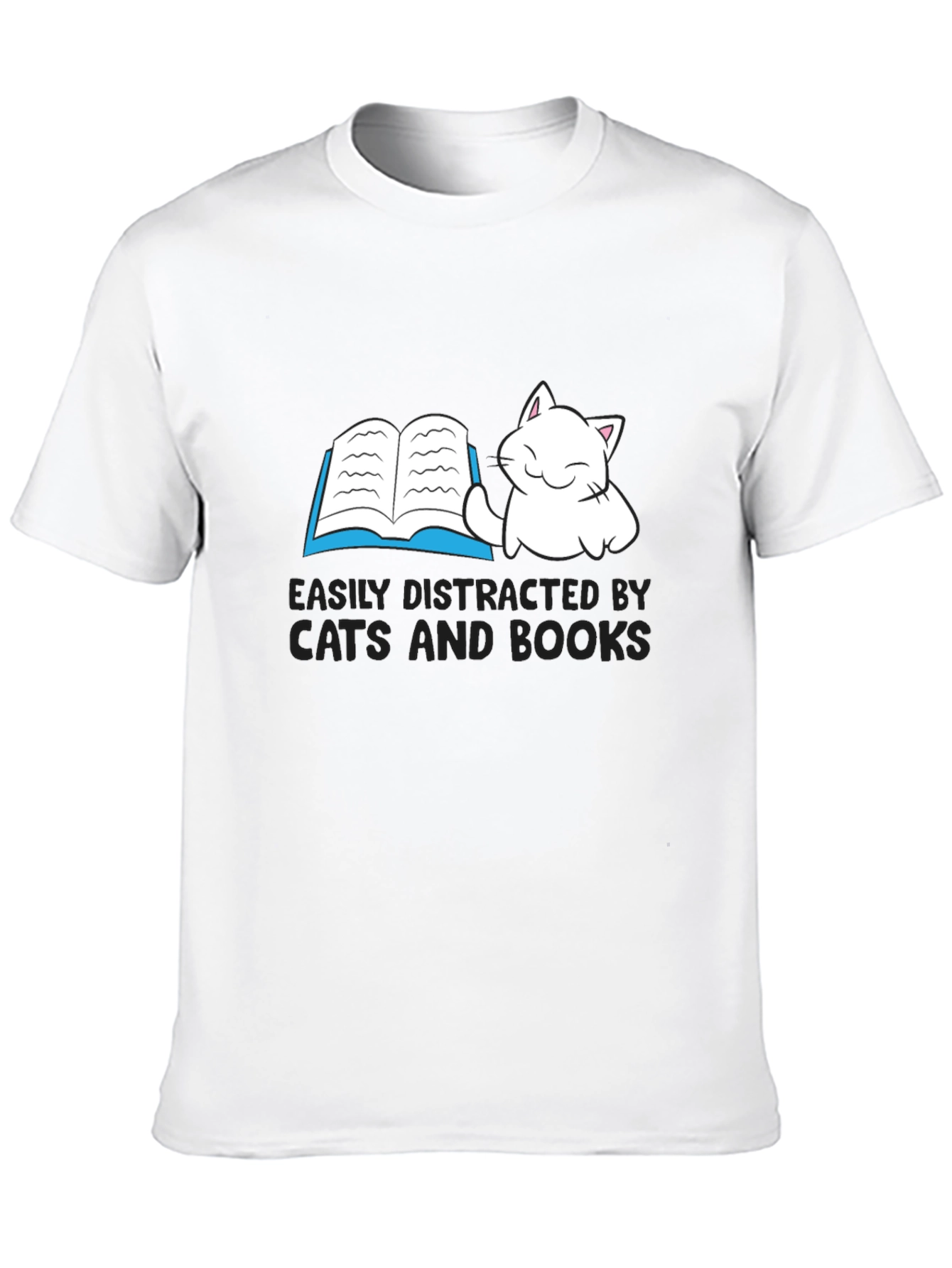 Easily Distracted By Cats and Books T-Shirt