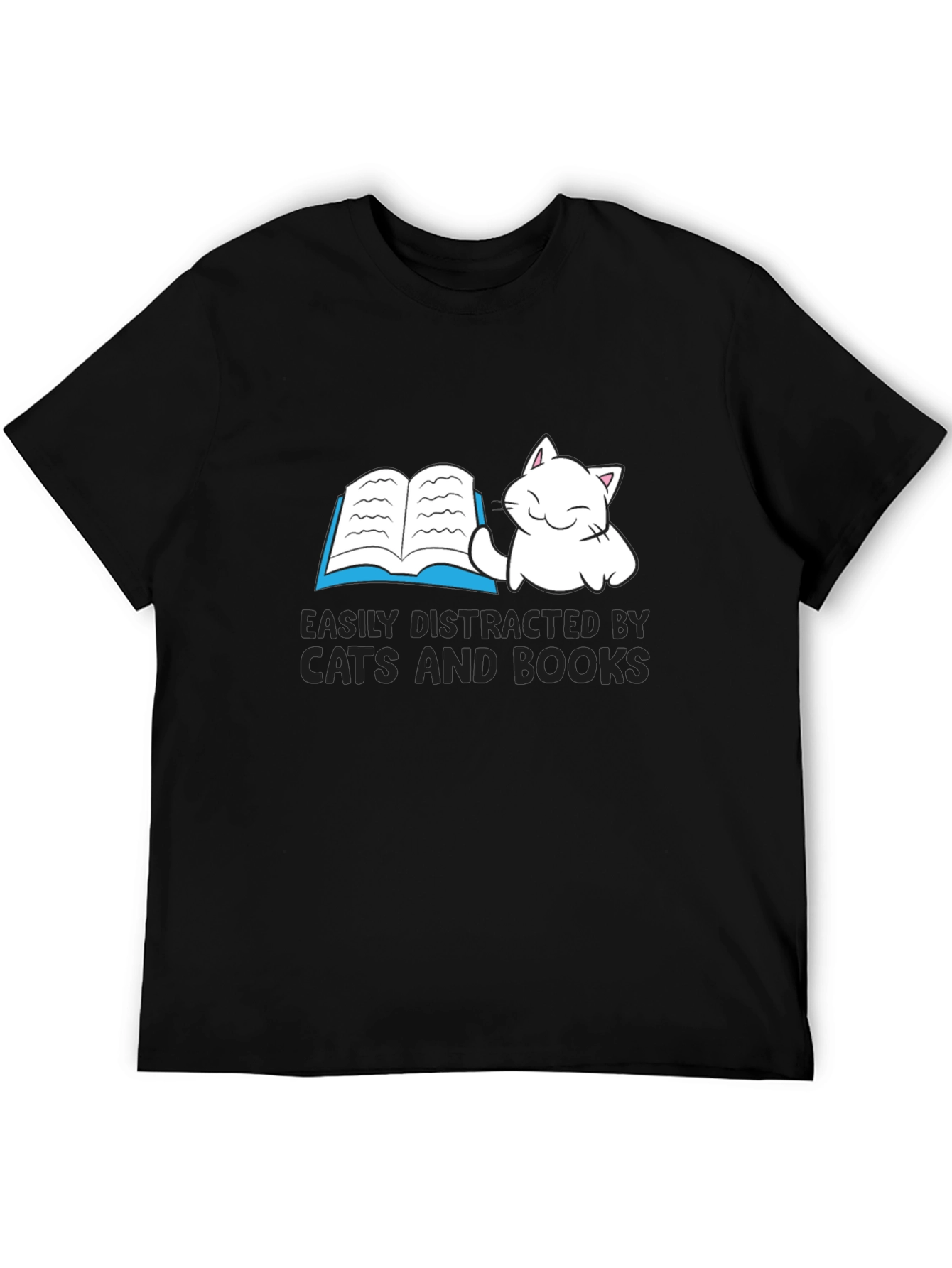 Easily Distracted By Cats and Books T-Shirt
