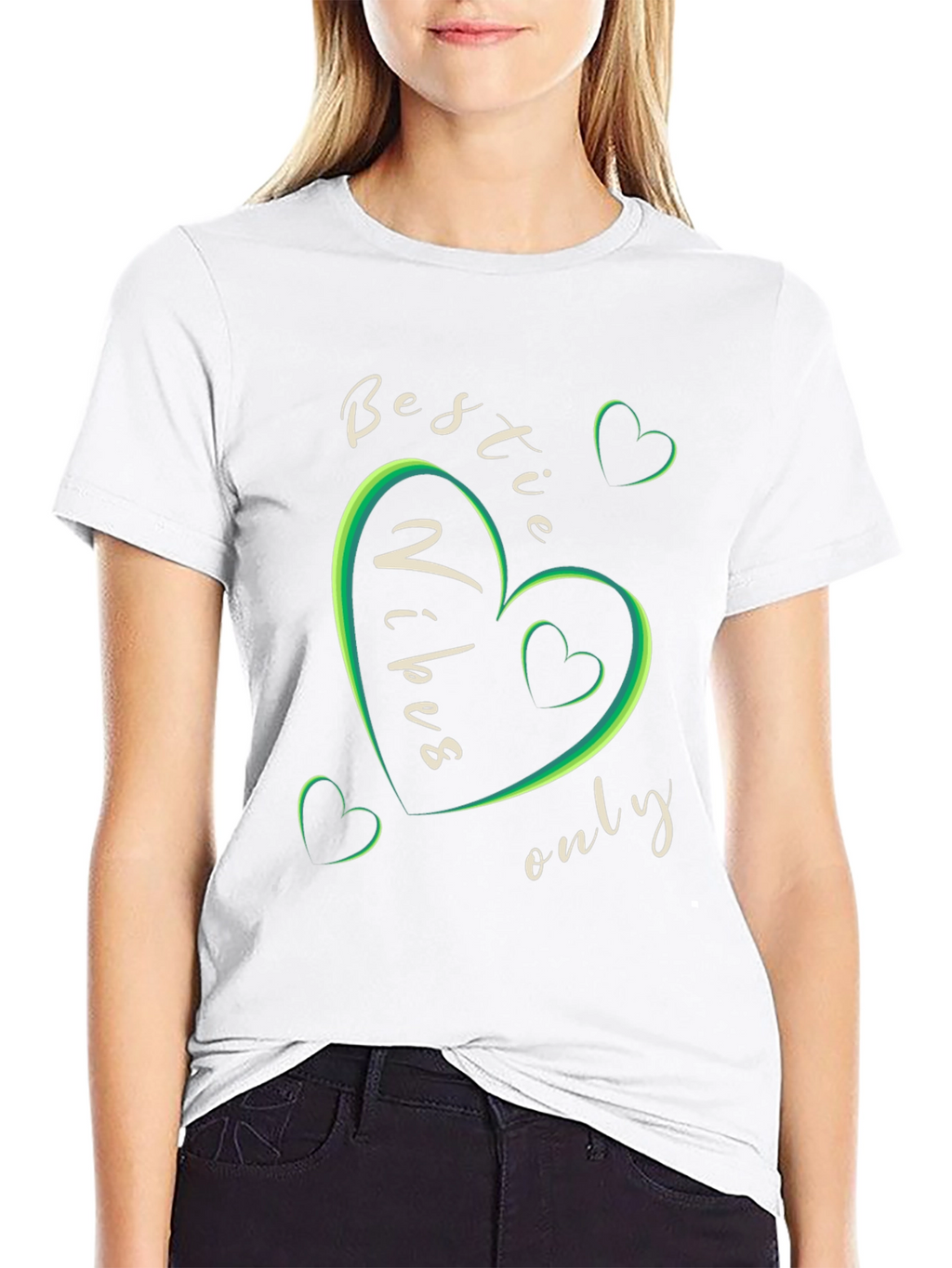 Bestie Vibes Only Graphic Tee - Black Crew Neck