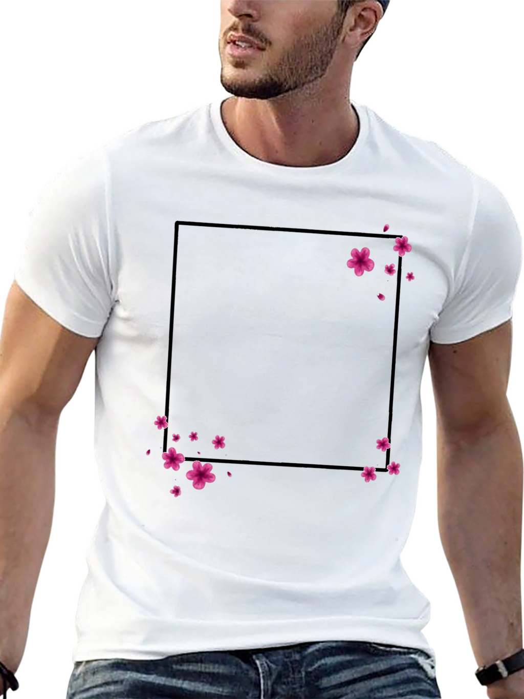 Cherry Blossom Graphic Tee - Stylish Black T-Shirt