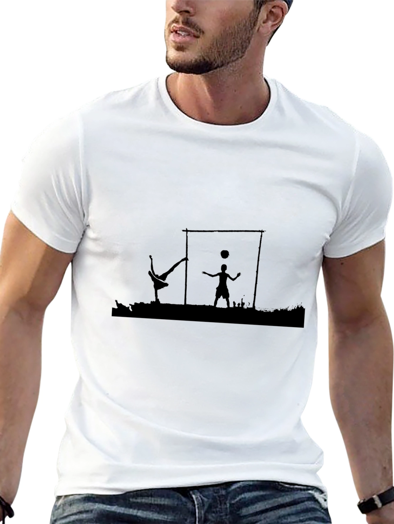 Street Soccer Silhouette Black T-Shirt