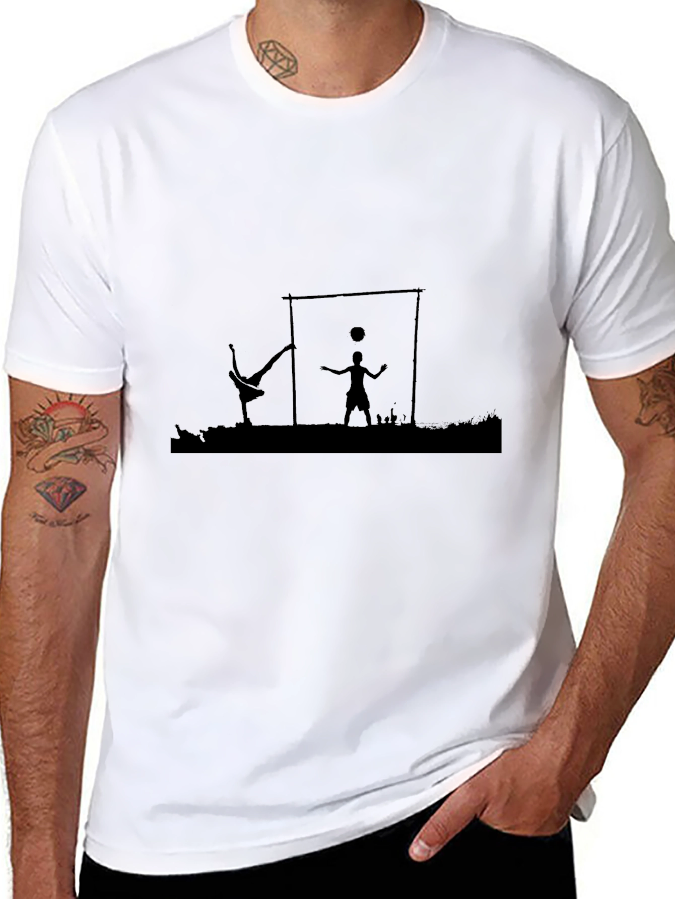 Street Soccer Silhouette Black T-Shirt
