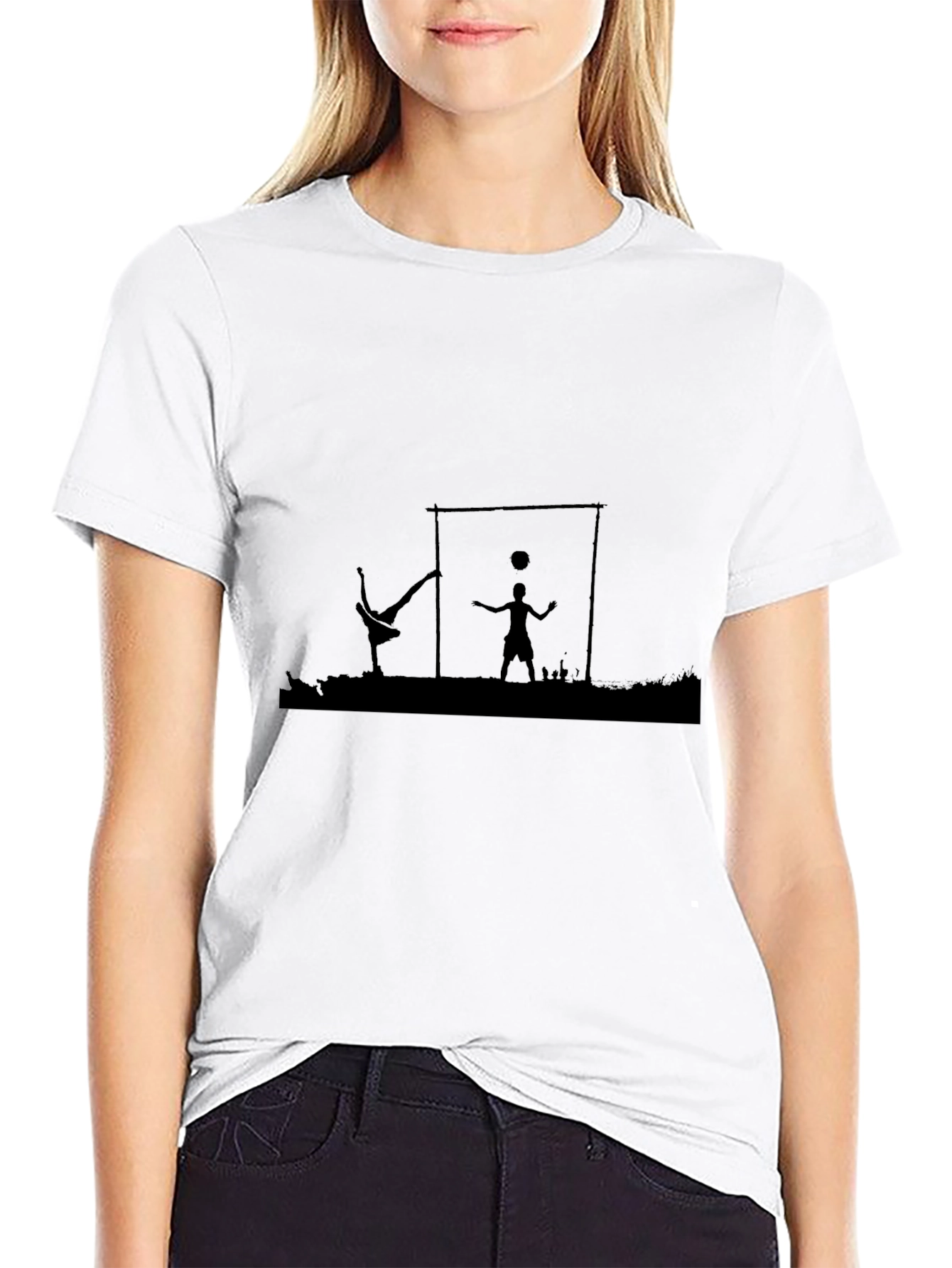 Street Soccer Silhouette Black T-Shirt