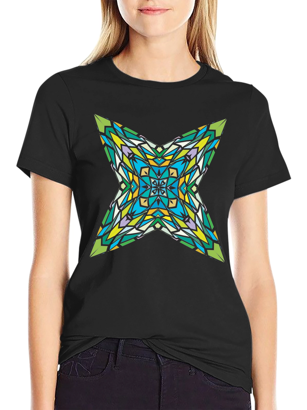 Kaleidoscope Star Graphic Black T-Shirt