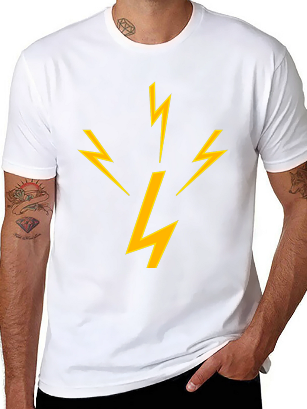 Lightning Bolt Graphic Tee - Black Cotton T-Shirt