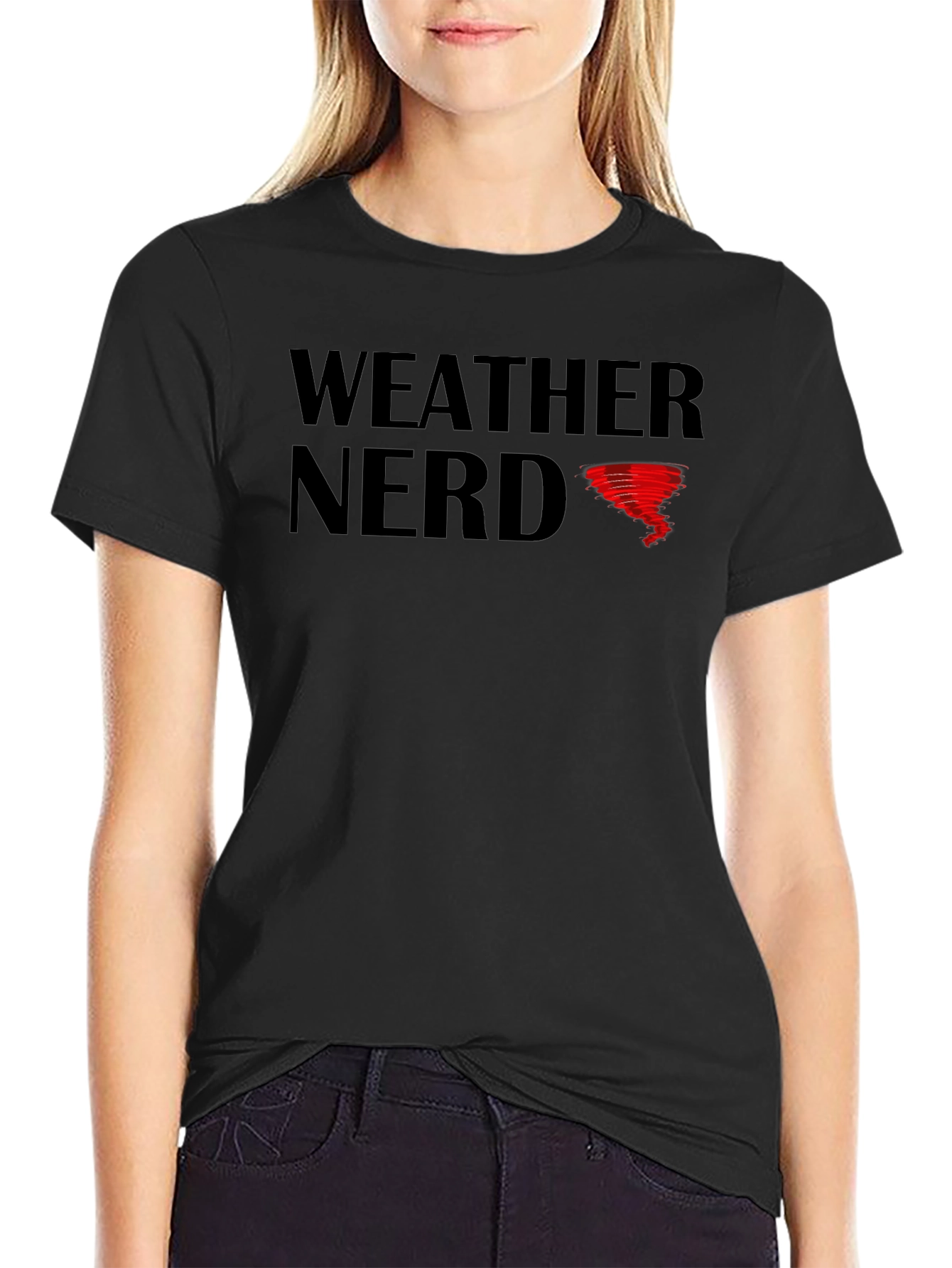 Weather Nerd Tornado Graphic Tee - Black Cotton T-Shirt