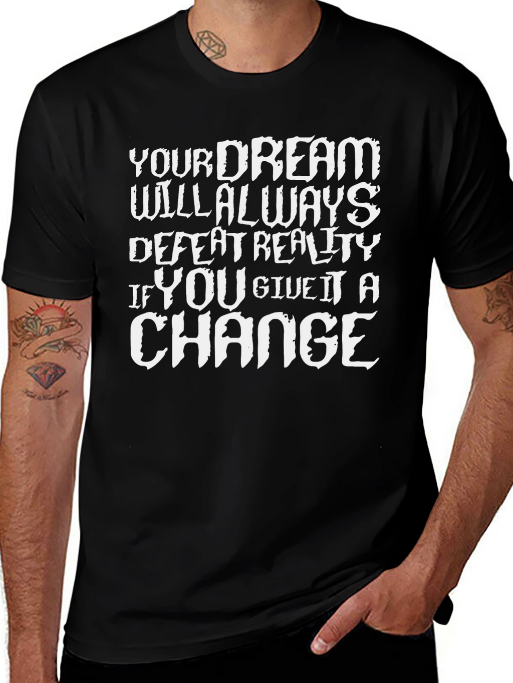 Dream Defeat Reality Graphic Tee - Black T-Shirt