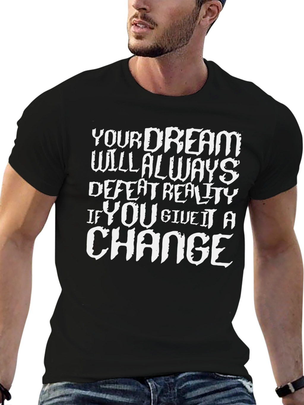 Dream Defeat Reality Graphic Tee - Black T-Shirt
