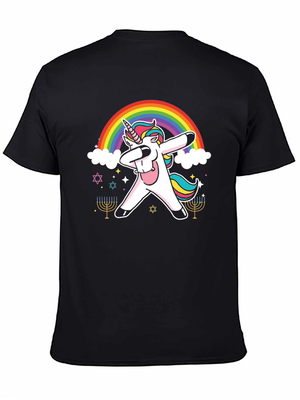 Dabbing Unicorn Rainbow Hanukkah T-Shirt