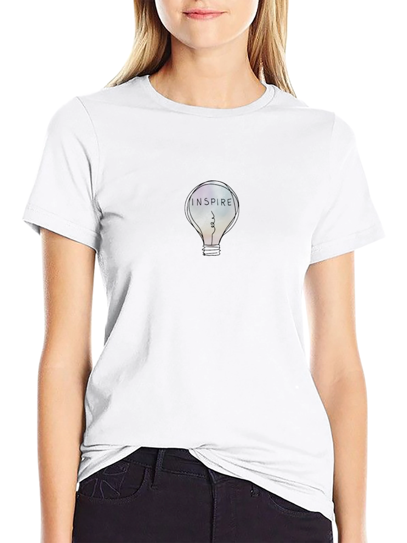 Inspire Lightbulb Graphic Tee - Stylish Mens Black T-Shirt