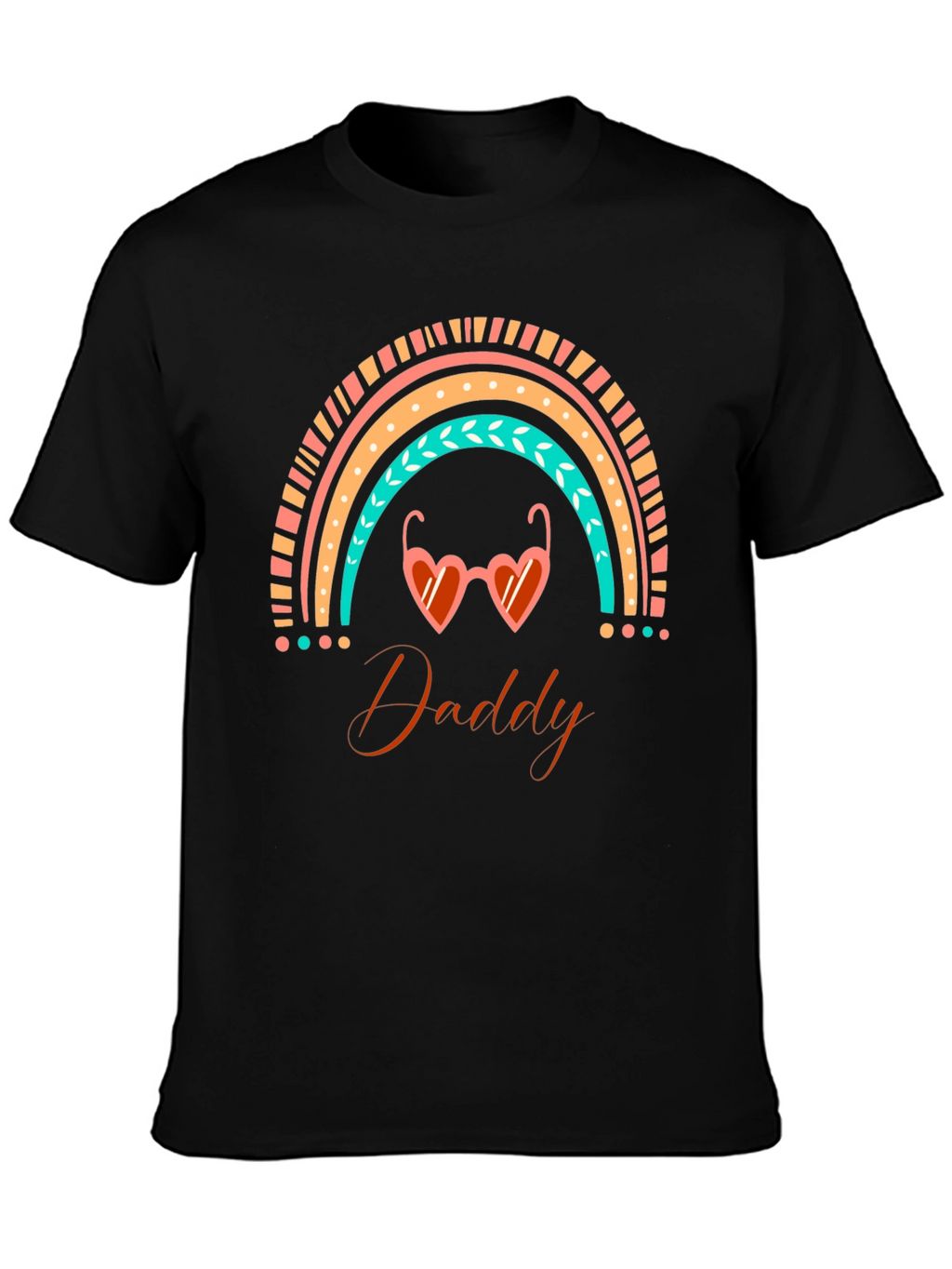 Daddy Rainbow Heart Sunglasses Black T-Shirt