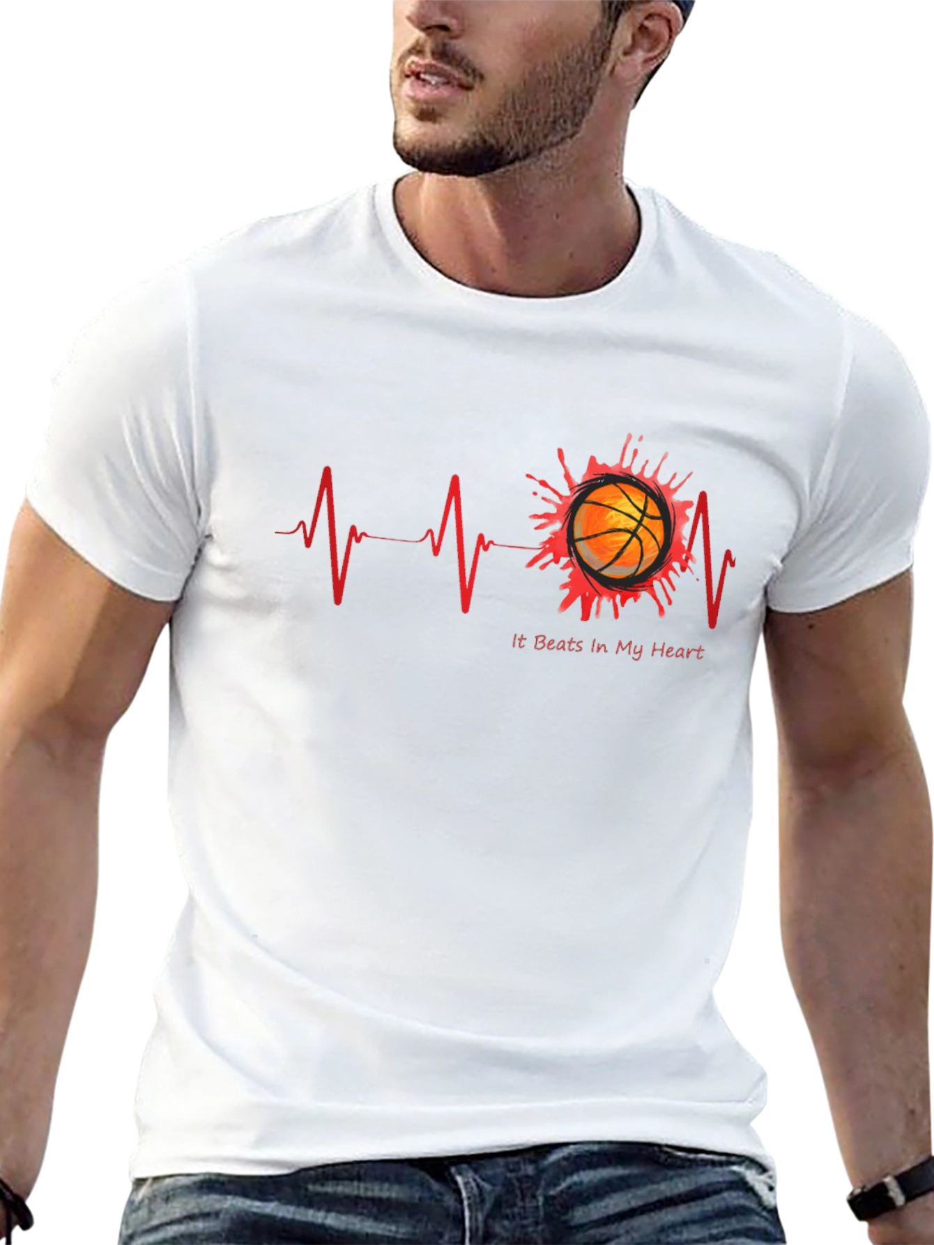 Basketball Heartbeat Graphic T-Shirt - Stylish & Unique