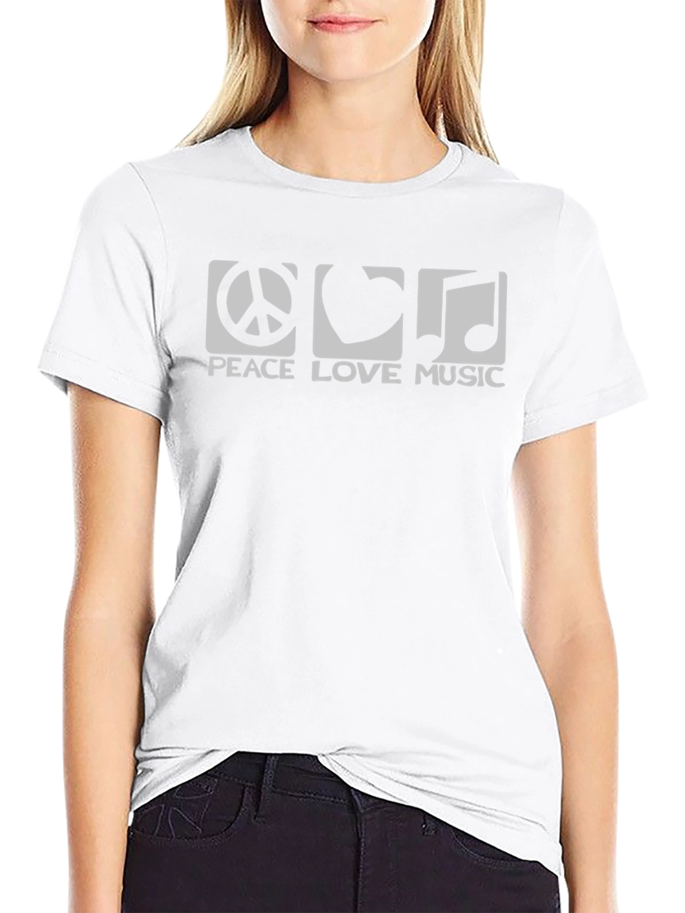Peace Love Music Graphic Tee - Black Cotton Blend