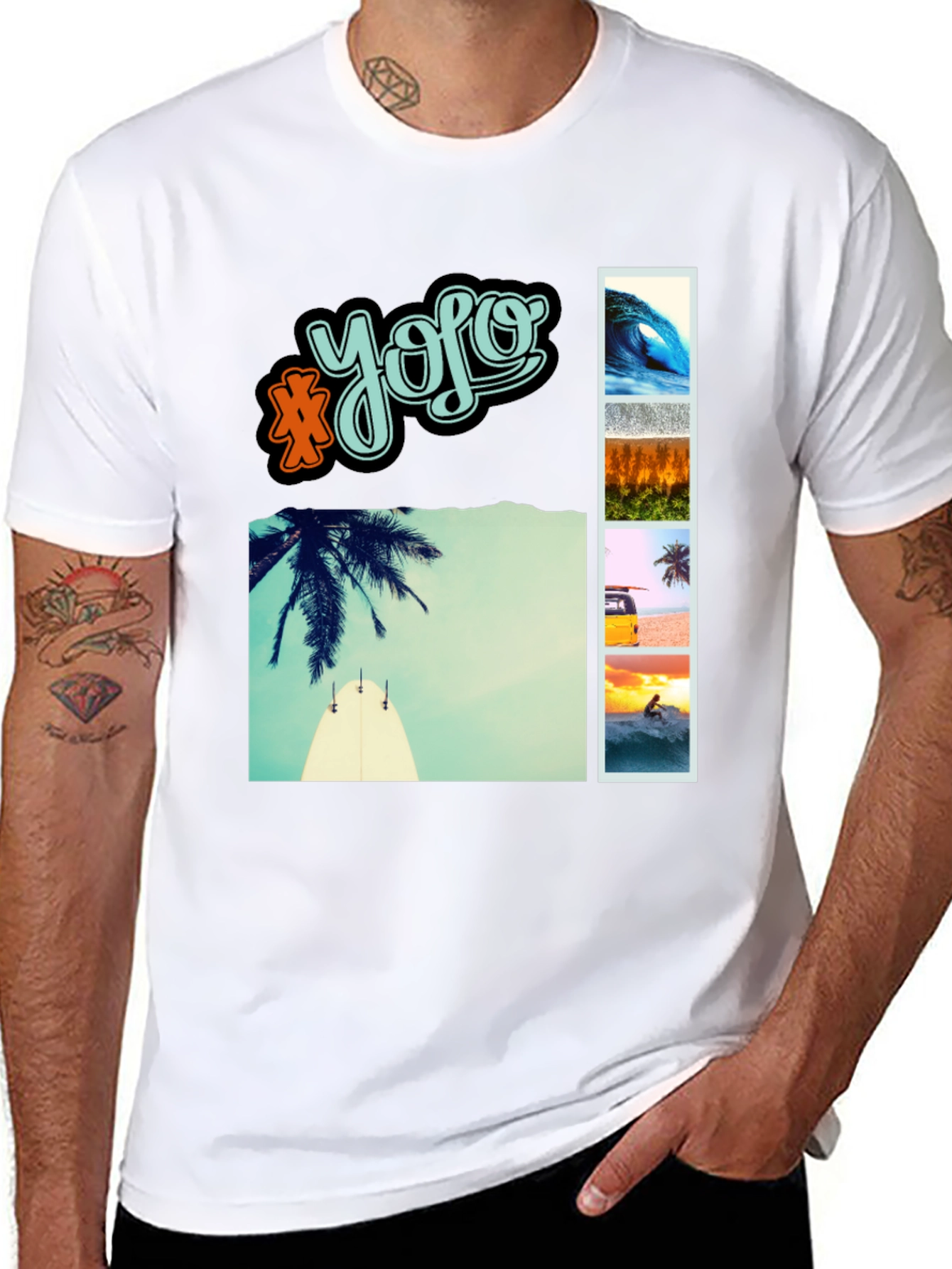 YOLO Beach Vibe Graphic Tee - Mens Casual T-Shirt
