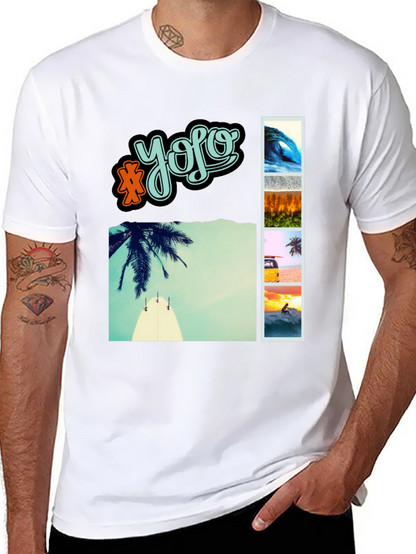 YOLO Beach Vibe Graphic Tee - Mens Casual T-Shirt