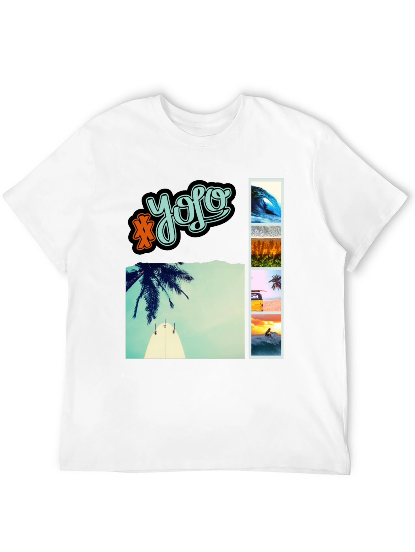 YOLO Beach Vibe Graphic Tee - Mens Casual T-Shirt