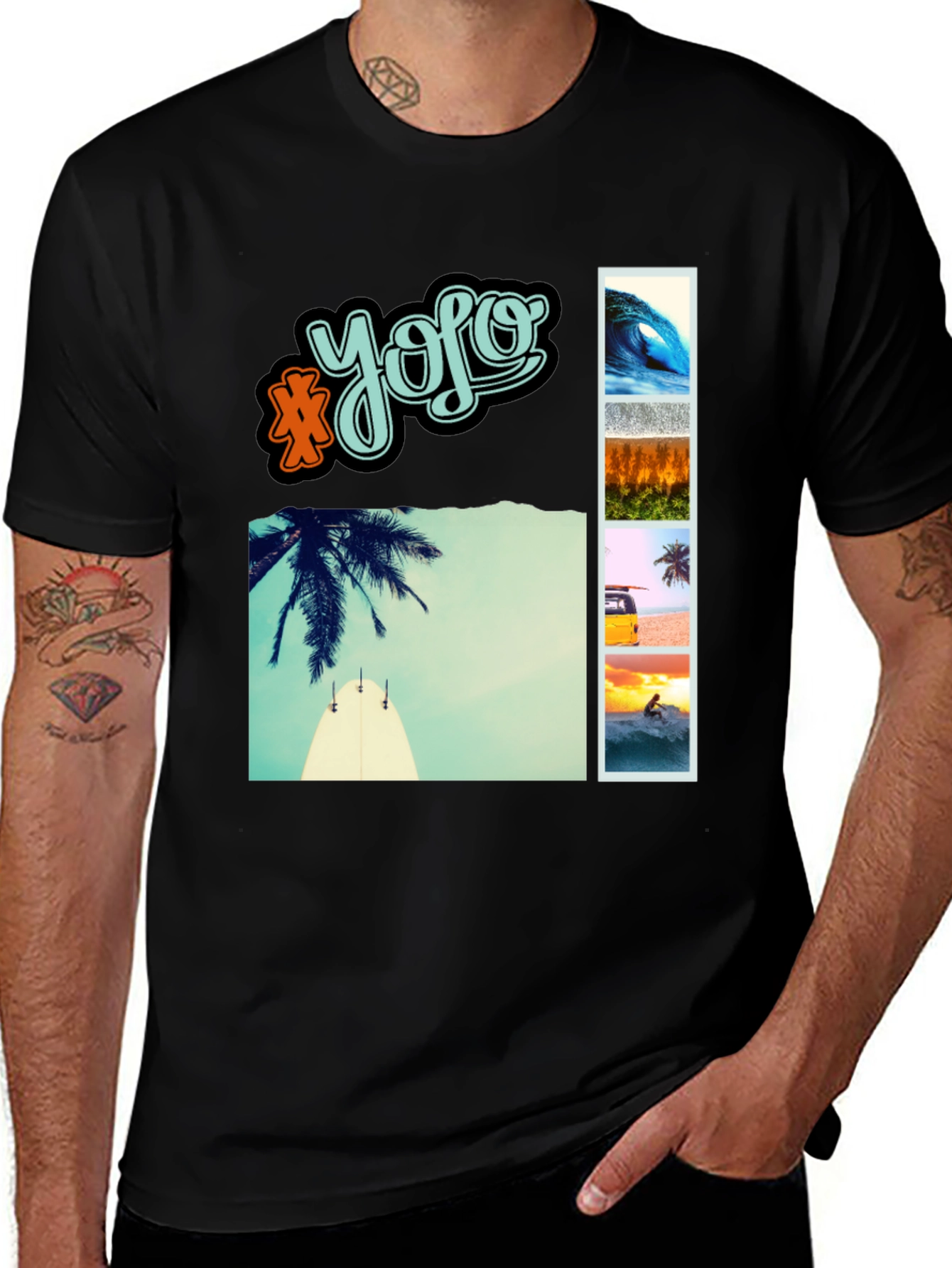 YOLO Beach Vibe Graphic Tee - Mens Casual T-Shirt