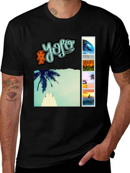 YOLO Beach Vibe Graphic Tee - Mens Casual T-Shirt